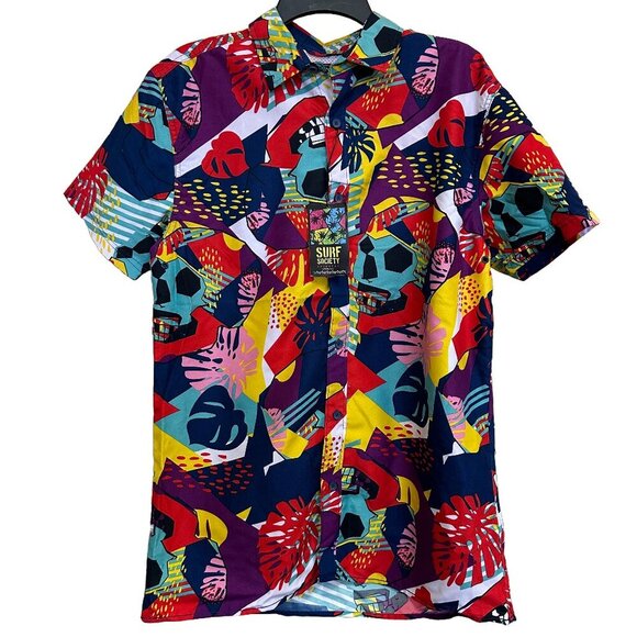 NWT Surf Society Tropical Skulls Lightweight Swim Shirt Men's Size L, Multicolor - Picture 1 of 8